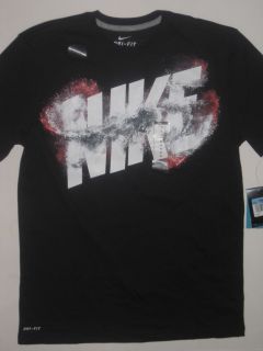 Nike Mens DRI FIT Explosion T shirt Black Size M Training Warm up