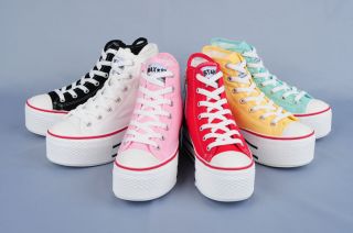MAXSTAR Women 6 Colors Canvas Platform High Top Zip Sneakers US 6~9