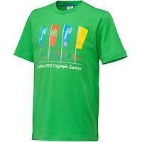 London 2012 Adidas Olympic ID flags graphic Green T Shirt   Sizes Age 