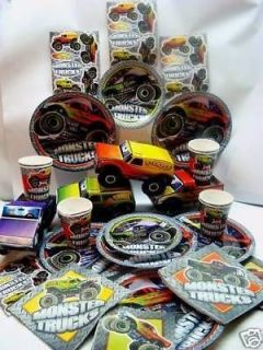 SALE HUGE 464 PC LOT MONSTER TRUCK PARTY BIRTHDAY TABLEWARE Favors 