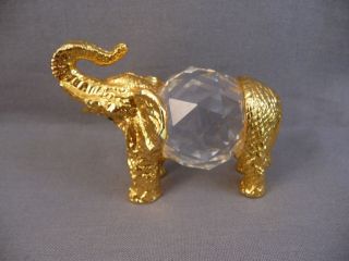 Large Faceted Crystal ELEPHANT Figurine GOLD HEAD AND REAR Swarovski 
