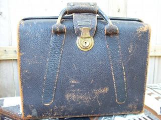 Vintage 1900s Pedros Leather Hard Briefcase Travel Brier Bag Case 