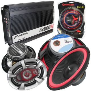   Audio Amplifier 2 12 Subwoofer 2 6x9 Speakers Amp Wire Set