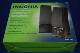   INSIGNIA STEREO COMPUTER SPEAKERS BLACK 2 0 POWERED GOOD SOUND