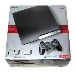 Sony PlayStation 3 Slim 250 GB Black Console w Accessories COMPLETE in 