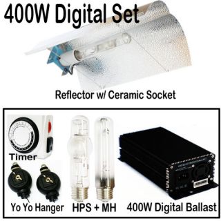 400W Digital Ballast HPS MH Grow Light System 400 Reflector YoYo Timer 