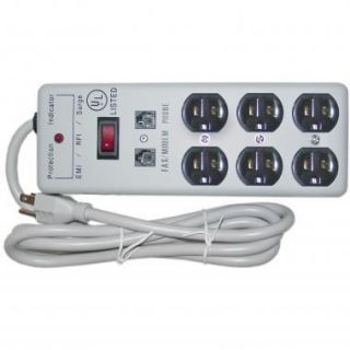 Surge Protector 6 Outlet Power Cord Strip 10 Ft