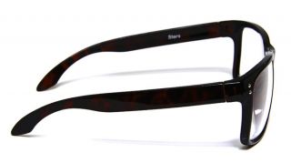   Glossy Dark Brown Tortoise Curved Frame Clear Lens Eyeglasses