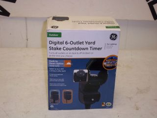 GE Outdoor 6 Outlet Yard Stake Countdown Timer