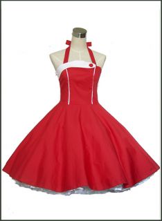 50s 60s Vintage Style Rockabilly Cocktail Party Swing Dress Red Sz 8 