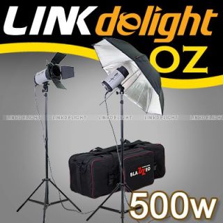 500w 250W x2 Studio Flash Strobe Lighting Light Kit Umbrella w Softbox 