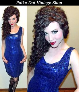 Womens Vintage 80s Silk Beaded SEQUIN Trophy Cocktail Party Mini Dress 