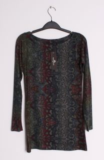 Nally & Millie Printed Long Sleeve Boat Neck Knit Top 319424