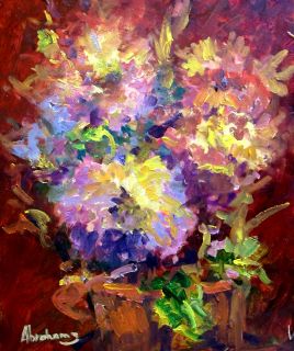   Yellow Flower Painting Monet Style MDF Abrahams Art