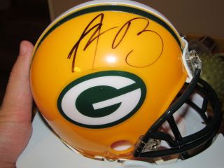 AARON RODGERS Packers autographed mini helmet auto w COA Hologram