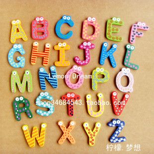 Alphabet Number Wooden Fridge Magnet Kids Educational Toy Baby Gift 