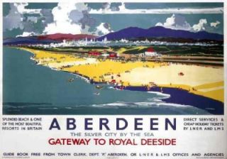 Aberdeen Scotland Scottish Railway Travel Poster Print
