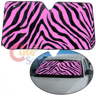 Black & Pink Zebra Front Window Sun Shade /Windshield Protect Cover