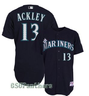 Dustin Ackley Seattle Mariners Authentic Alternate Navy Blue Jersey Sz 