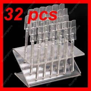Clear 32 Tips Plastic Acrylic Nail Art Polish Display Stand Practice 
