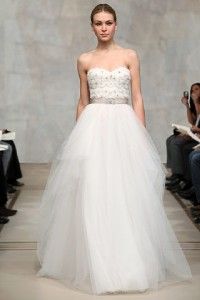 Authentic Reem Acra 4208 Jonquil Tulle Ivory Strapless Couture Bridal 