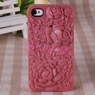 3D Sculpture Design Rose Flower Hard Case Cover for Apple iPhone4 4G 