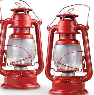 set of 2 kerosene hurricane lanterns nib