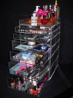 Acrylic Lucite Clear Cube Jewelry Organizer with Drawers and Dividers 