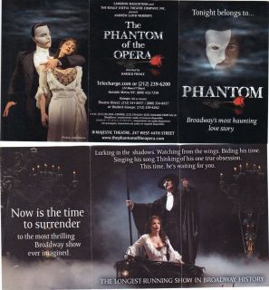 Phantom of the Opera mini ad flyer Broadway musical NYC flyer RARE
