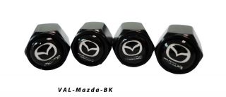 AGT 4pcs Black Aluminum Valve Caps Stem Tire Cap For Mazda Cars Trucks 