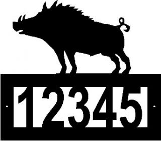 Custom Razorback Wild Boar Hog Address Sign Steel Metal