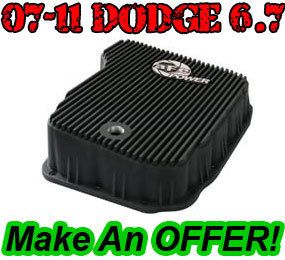 aFe Power Transmission Pan 68RFE Black Fins 07 5 11 Dodge Cummins 6 7L 