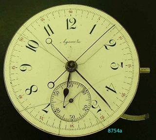 8754, Fantastic Agassiz split second chronograph movement 43.16mm runs 