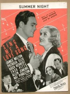 Sing Me A Love Song 1936 Summer Night James Melton Vintage Sheet Music 