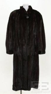 adolfo dark brown mink fur full length coat size 28