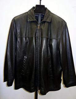 Faconnable by Albert Goldberg Black Leather Zip Jacket Sz M