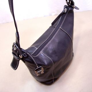   Aigner Black Leather Hobo Shoulder Bag Feet on Bottom Handbag