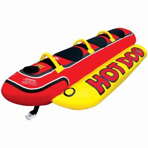 Airhead Hot Dog Towable Water Tube 3 Riders Deluxe Nylon Wrapped 