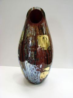 Tim Lazer Chinese Red Glass Vase w Dichroic Glass 20