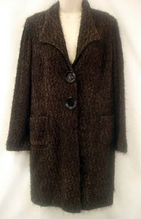 Alberto Makali Black & Brown Long Eyelash Coat Detacheable Faux Fur 
