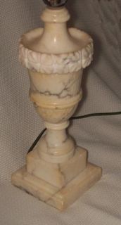 Antique Carved Alabaster Lamp Urn Hollywood Regency Vintage Estate 