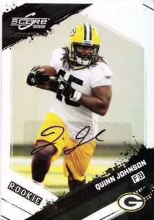 Quinn Johnson 2009 Score Insc Auto Autograph Titans Broncos Packers 