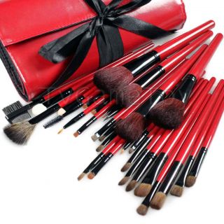 New 30 Pcs Makeup Eye Shadow Cosmetic Brush Set with Bag Hot Red 30x 