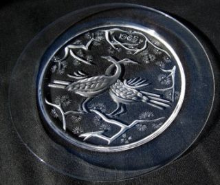 Lalique 1965 Annual Crystal Collector Plate Limited Edition Two Birds 