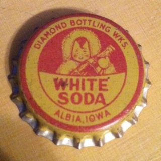   Unused Uncrimped Diamond Bottling White Soda Albia Iowa Vintage