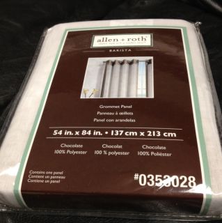 Allen Roth BARISTA Grommet Panel Drape Curtain White Sheer Chocolate 
