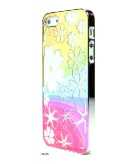   Flower Aluminum Plate Plastic Cover Case for iPhone 5 U673A