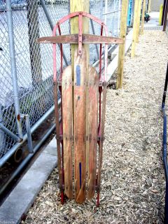   Old Fashioned 56 3 Person Metal Runner Snow Sled from 1950s 1960s