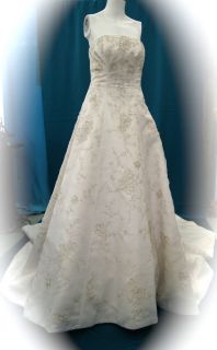 Allure Bridals Strapless Wedding Dress Off White Rhinestones Flowers 