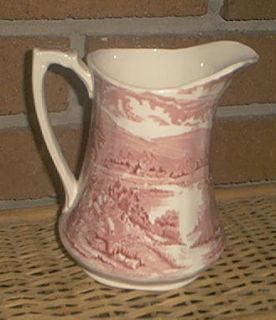 Pintern Alfred Meakin pitcher maroon white design